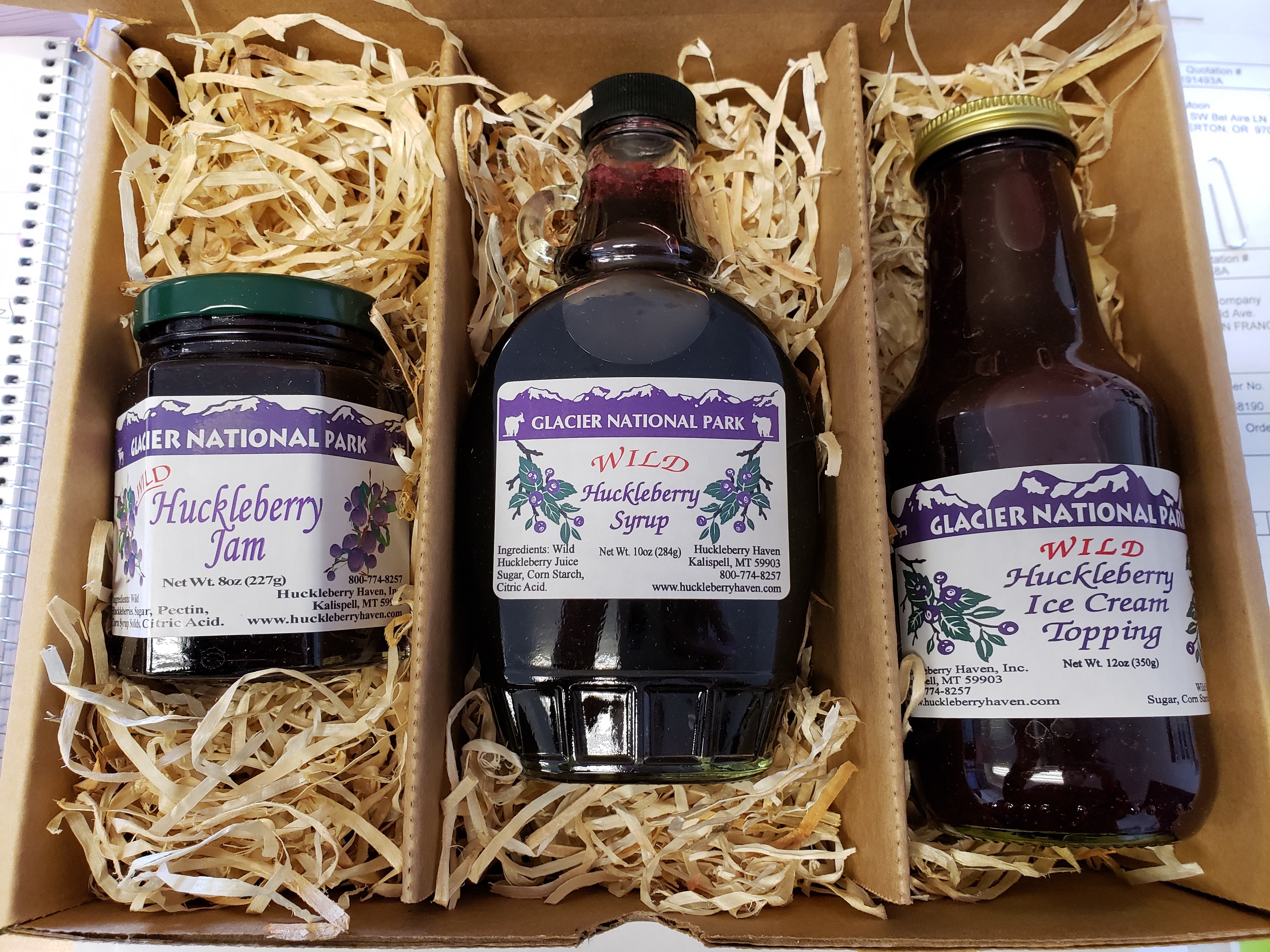 Montana Gift Box:  Wild Huckleberry Syrup,  Jam, and Topping.