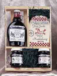 Deluxe Gift Crate:  Huckleberry Syrup,  Jams &   Flap Jack Mix